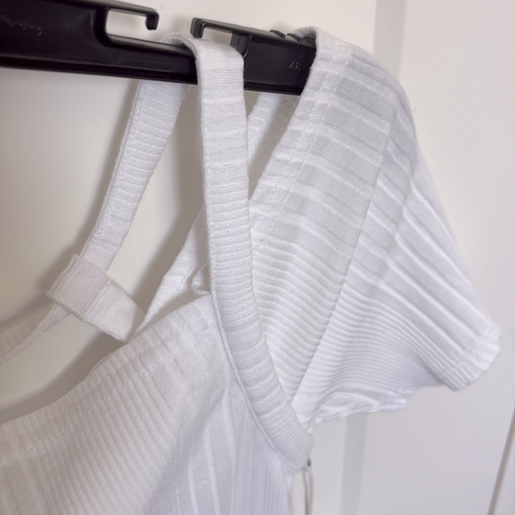 NWT [Frame Denim] Cold Shoulder Ribbed Cutout White Blouse Top Women’s Sz Small - Picture 6 of 9